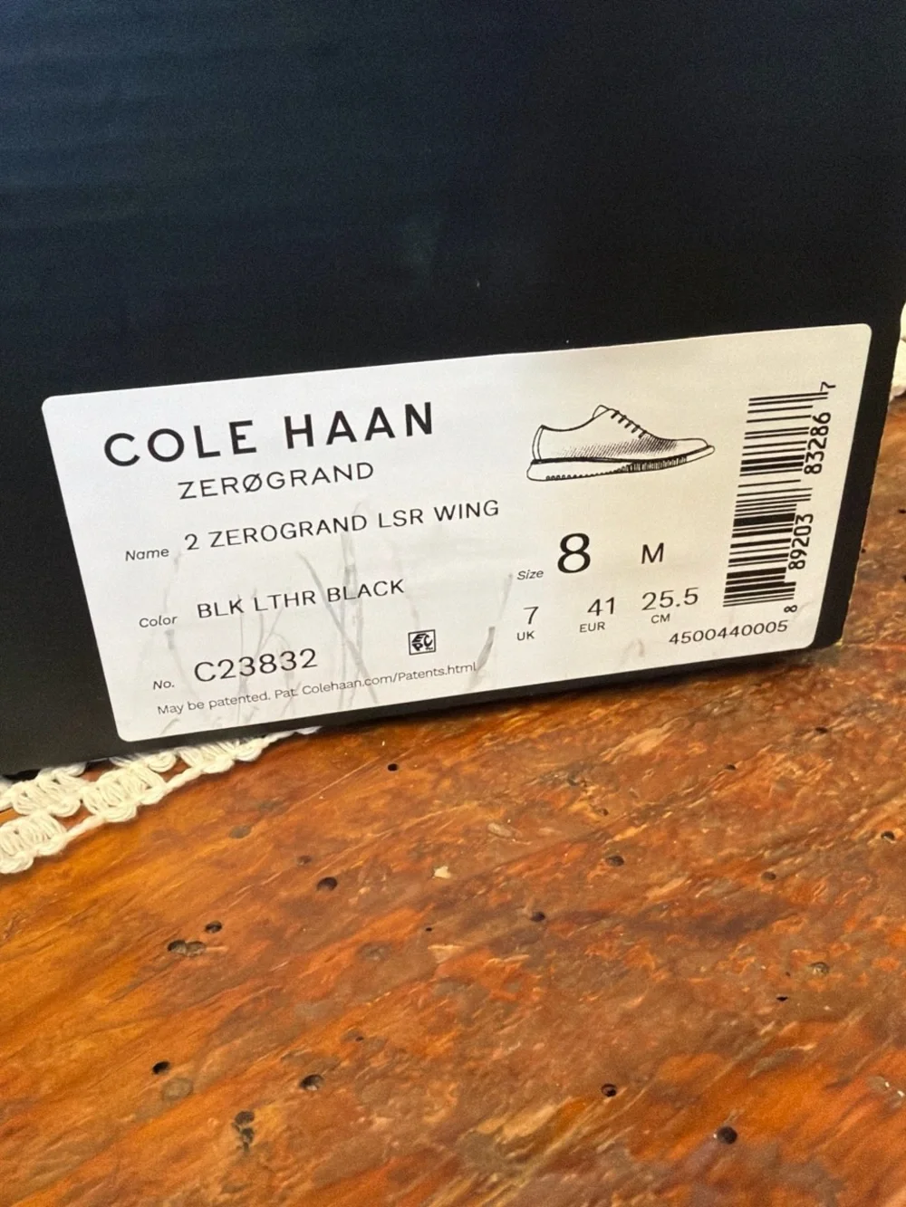 Cole Haan Black Perforated Leather Oxford Shoes